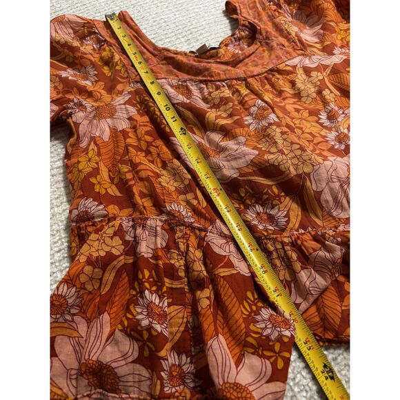 American Eagle Floral Peasant Cotton Blouse M Boho 70s Hippie Retro y2k - Picture 6 of 8